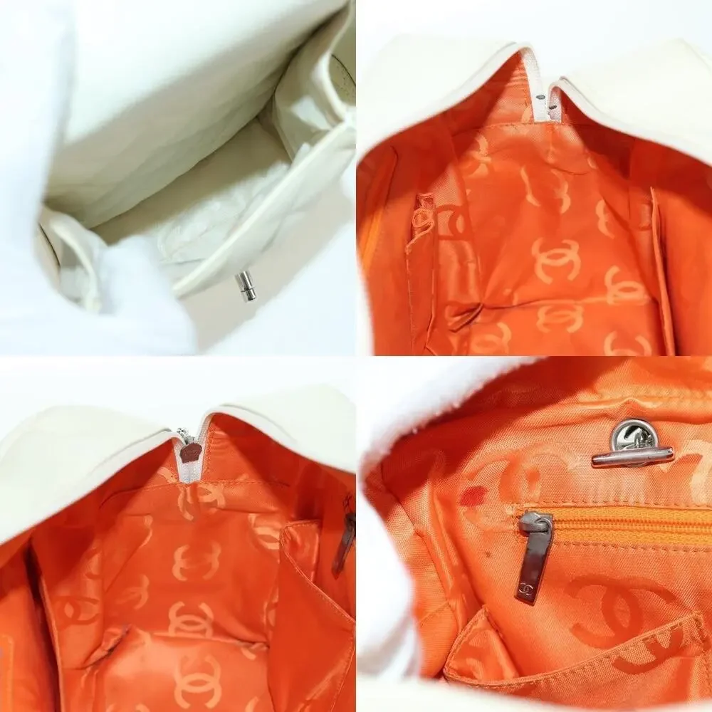 Chanel Leather Cambon Line Matelasse Handbag White
